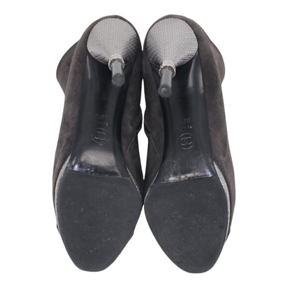 Chanel Suede Interlocking CC Logo High Heel Ankle Booties - Picture 9 of 11